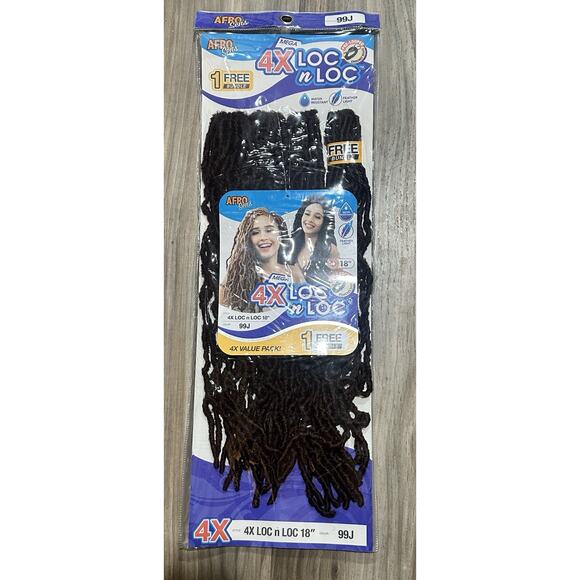 AFRO SENS 4X LOC n LOC CROCHET Pre-looped BRAID COLOR 99J 18” Feather Light - Picture 1 of 7